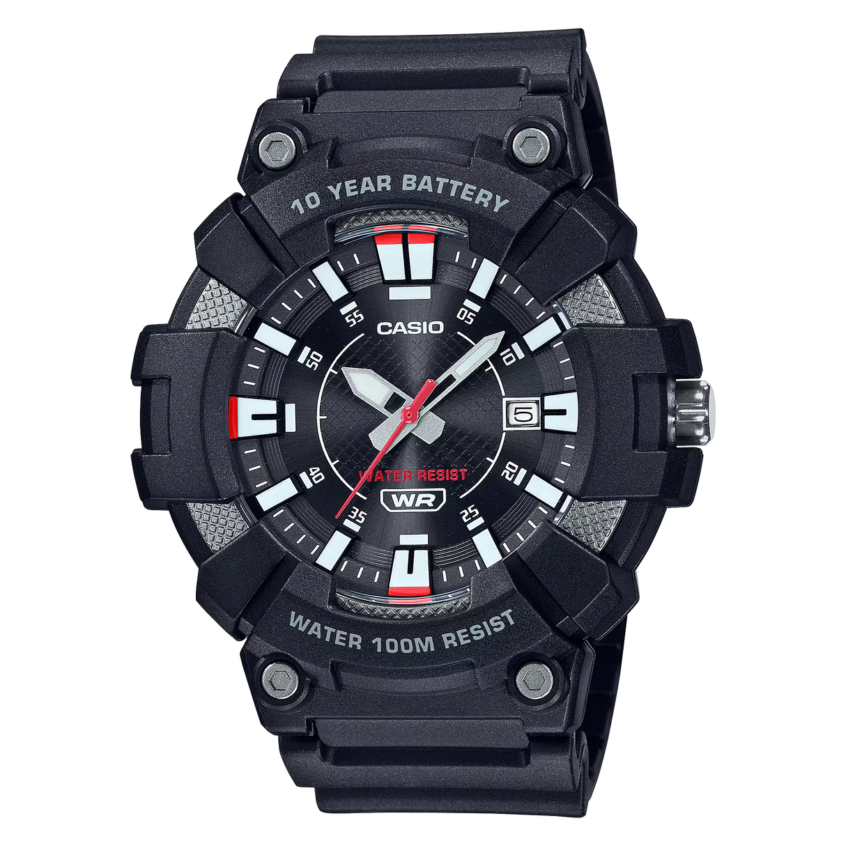 MW-610 Reloj Casio para Hombre Pulsera de Caucho Doble hora 10 Años de Batería
