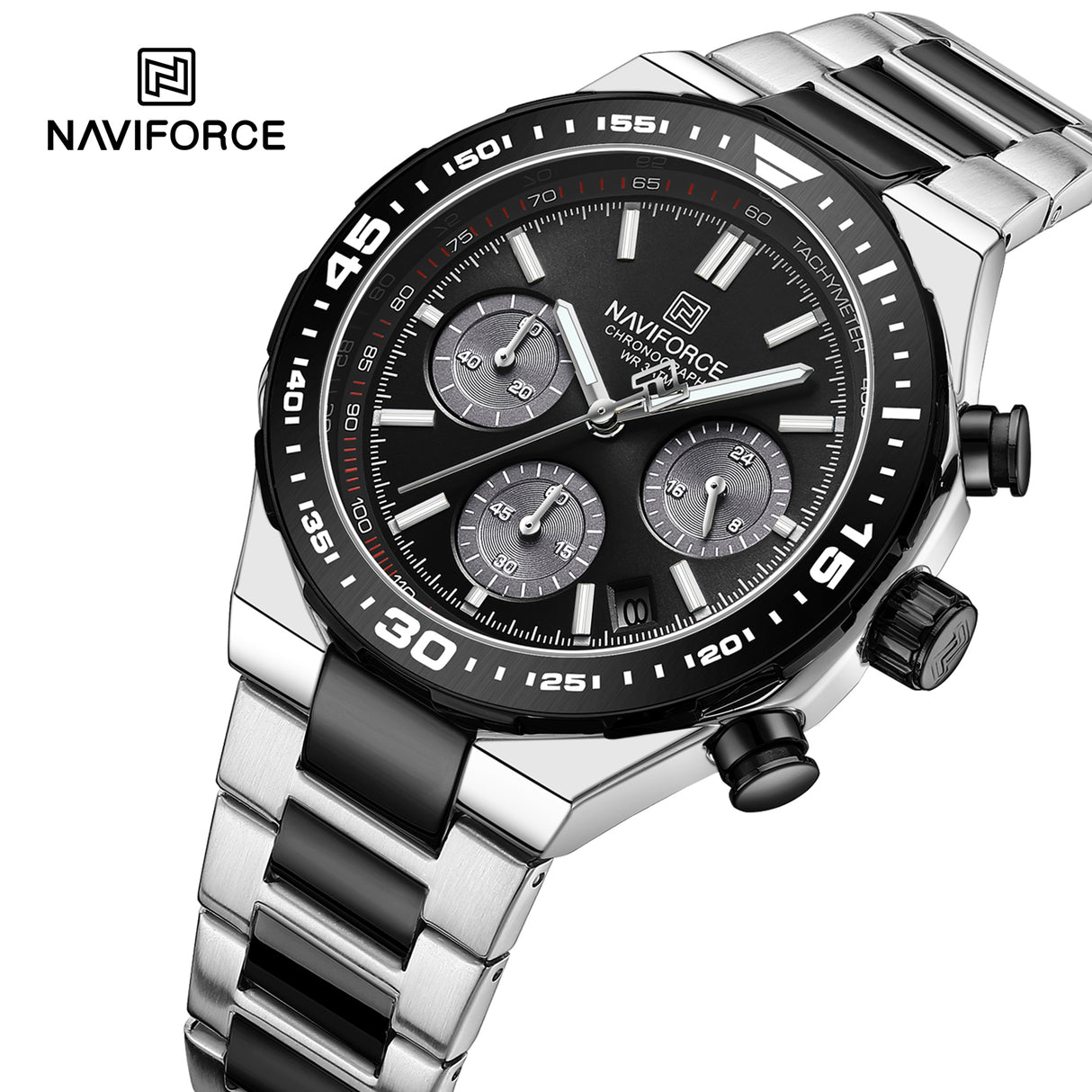 NF8049 Reloj Naviforce para hombre pulsera de acero inoxidable