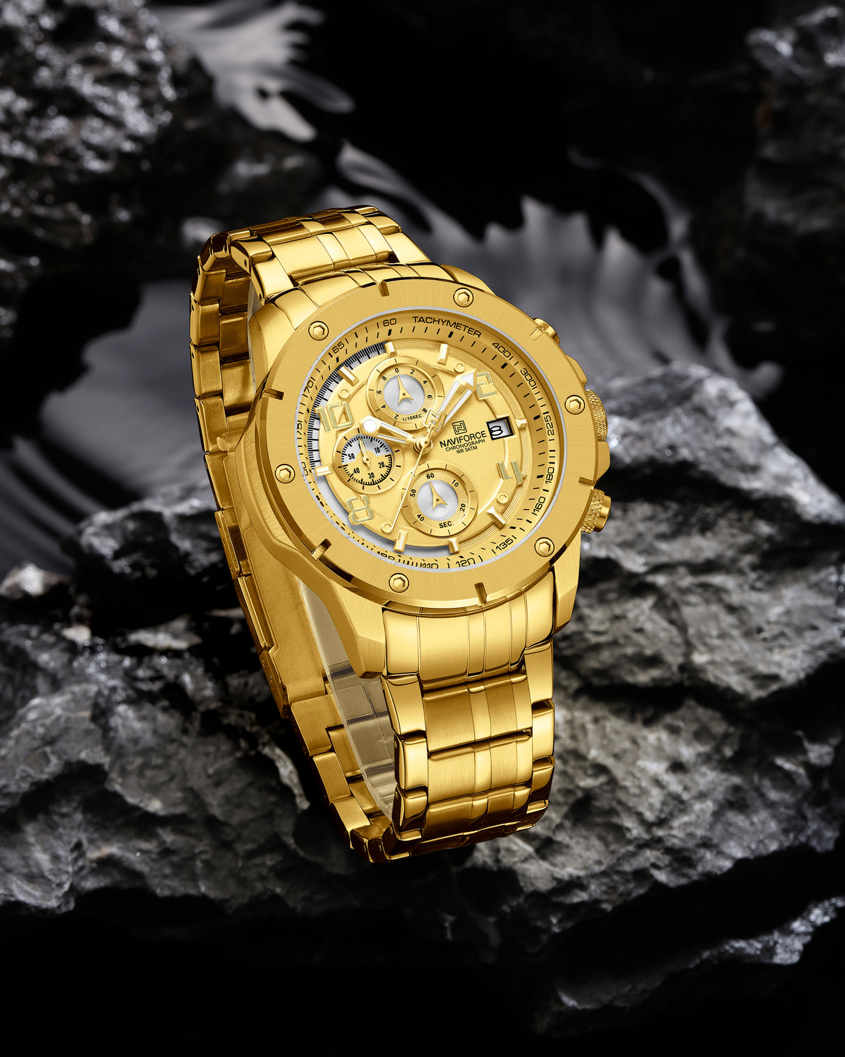 NF8056 Reloj Naviforce para hombres pulsera de acero inoxidable