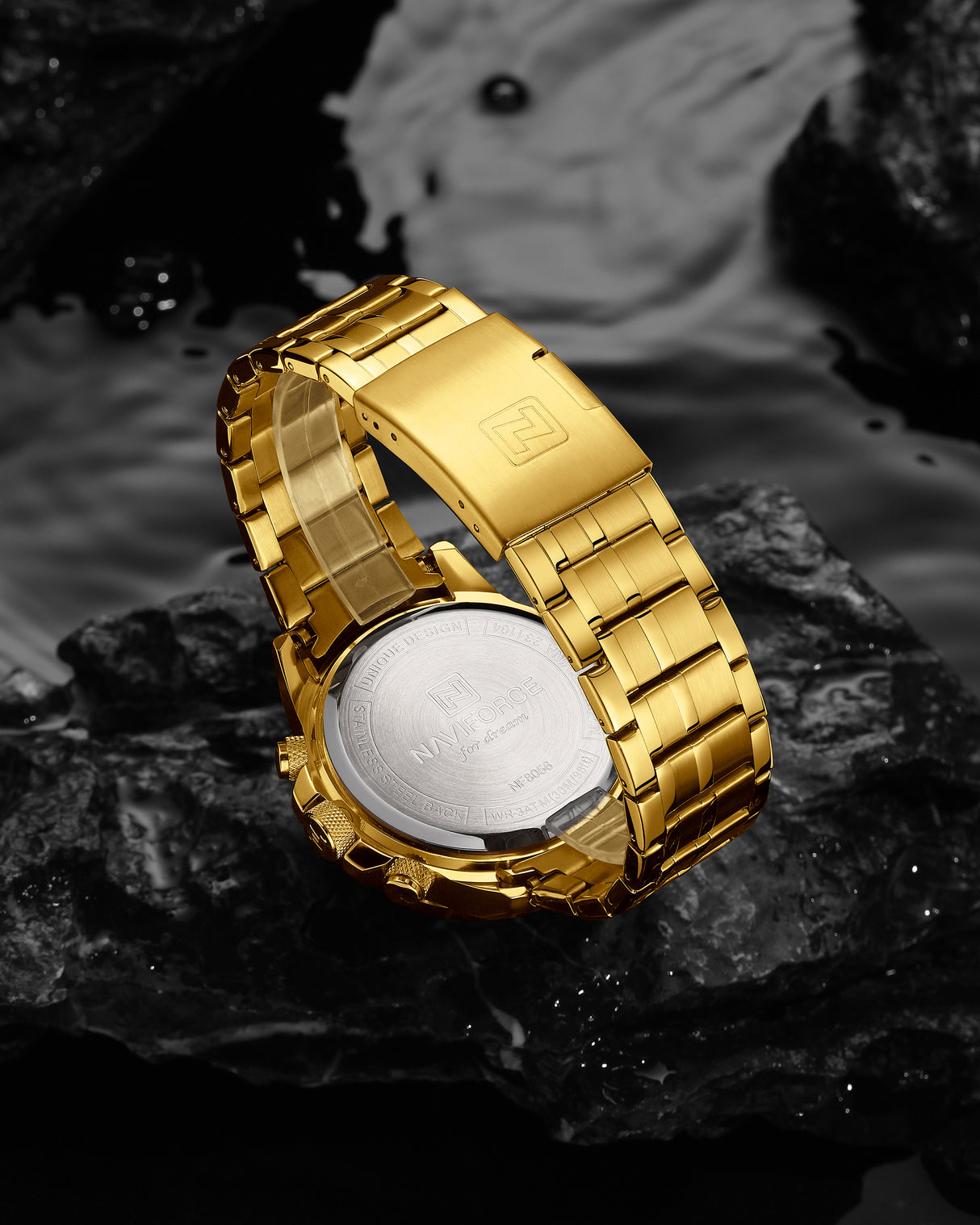 NF8056 Reloj Naviforce para hombres pulsera de acero inoxidable