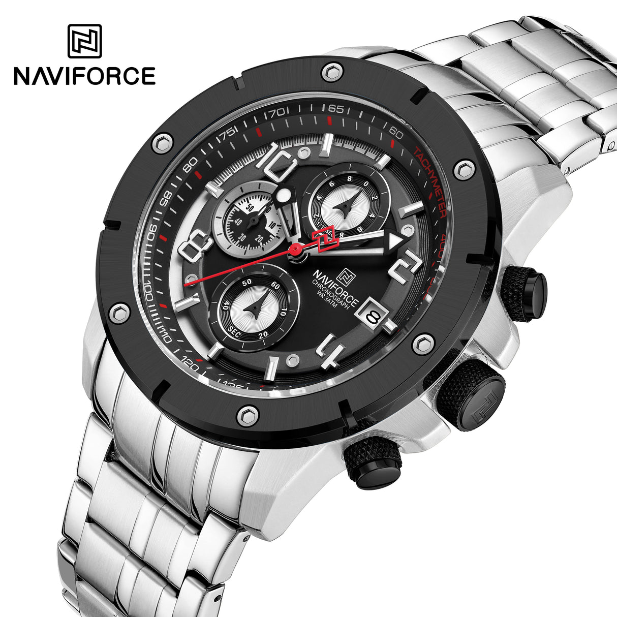 NF8056 Reloj Naviforce para hombres pulsera de acero inoxidable