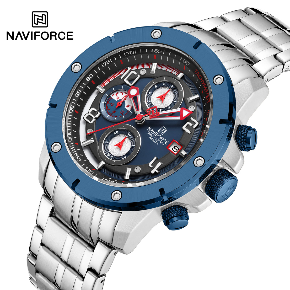 NF8056 Reloj Naviforce para hombres pulsera de acero inoxidable
