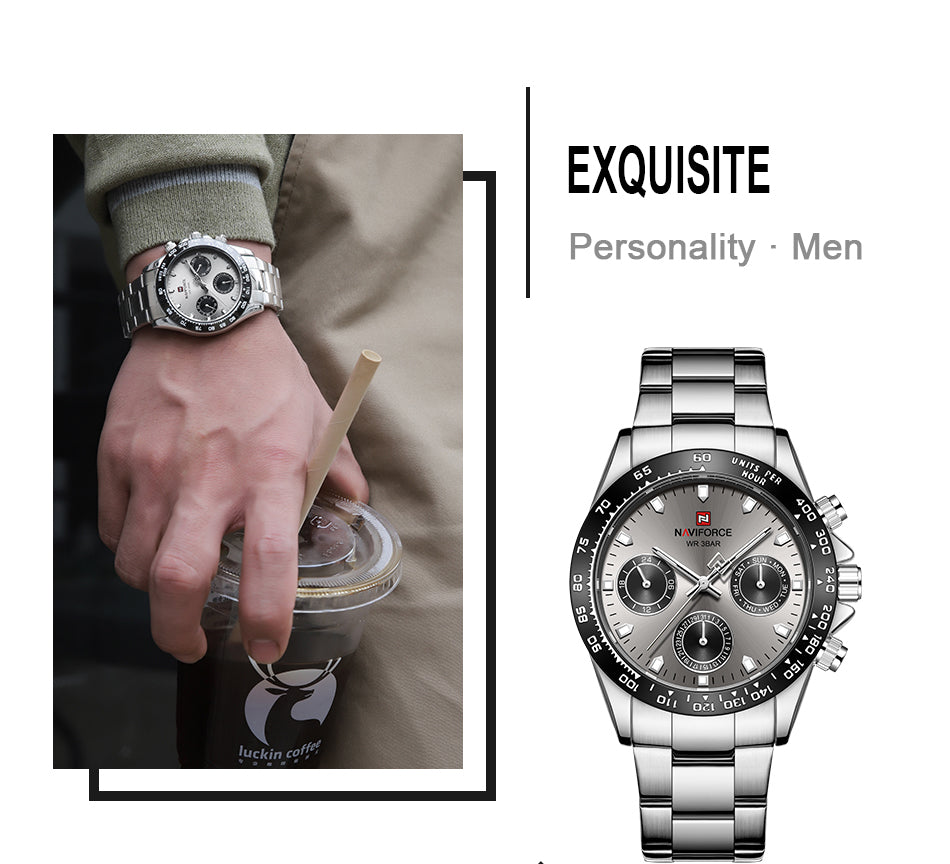 NF9193 Reloj Naviforce para Hombre Análogo Pulsera de Metal
