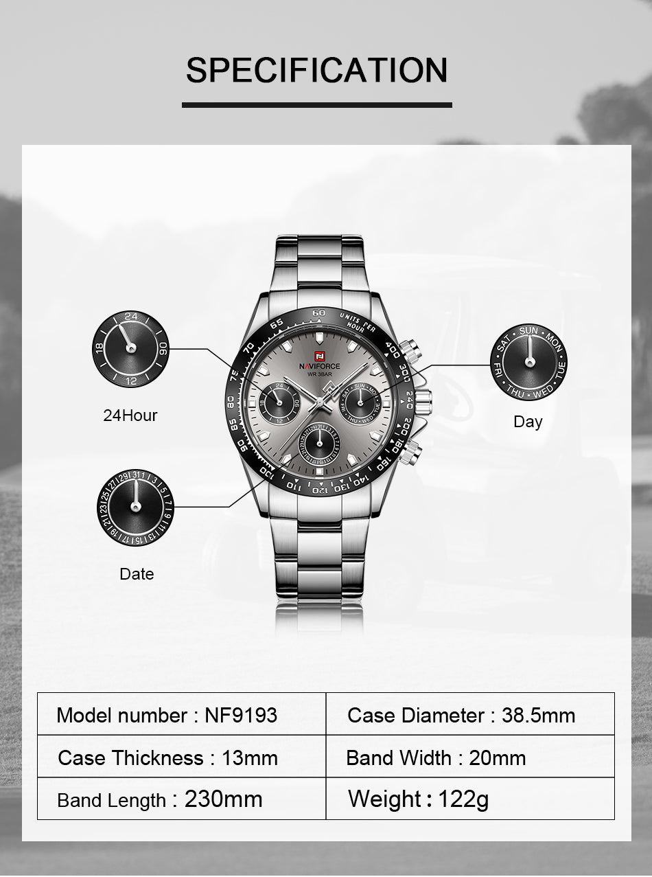 NF9193 Reloj Naviforce para Hombre Análogo Pulsera de Metal