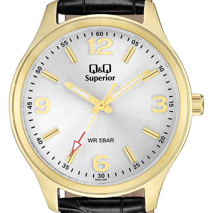 S00A-00 Reloj QQ Análogo para Hombre Pulsera de Piel