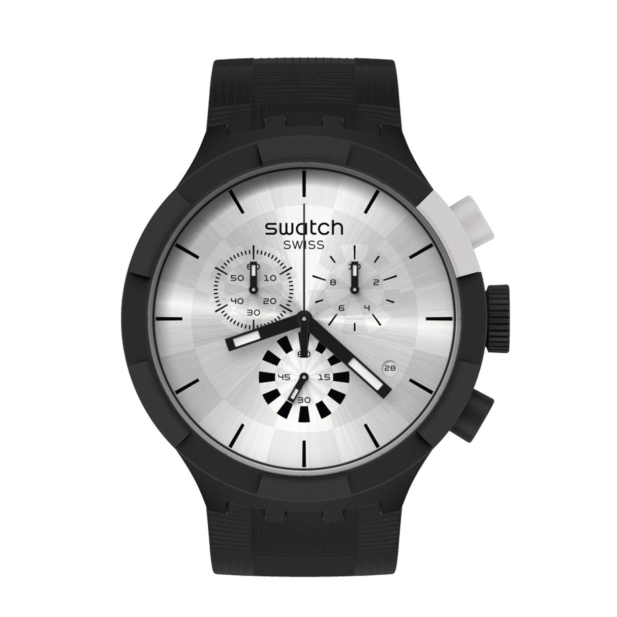 SB02B404 Reloj Swatch Chequered Silver de hombre correa de silicona 47 mm