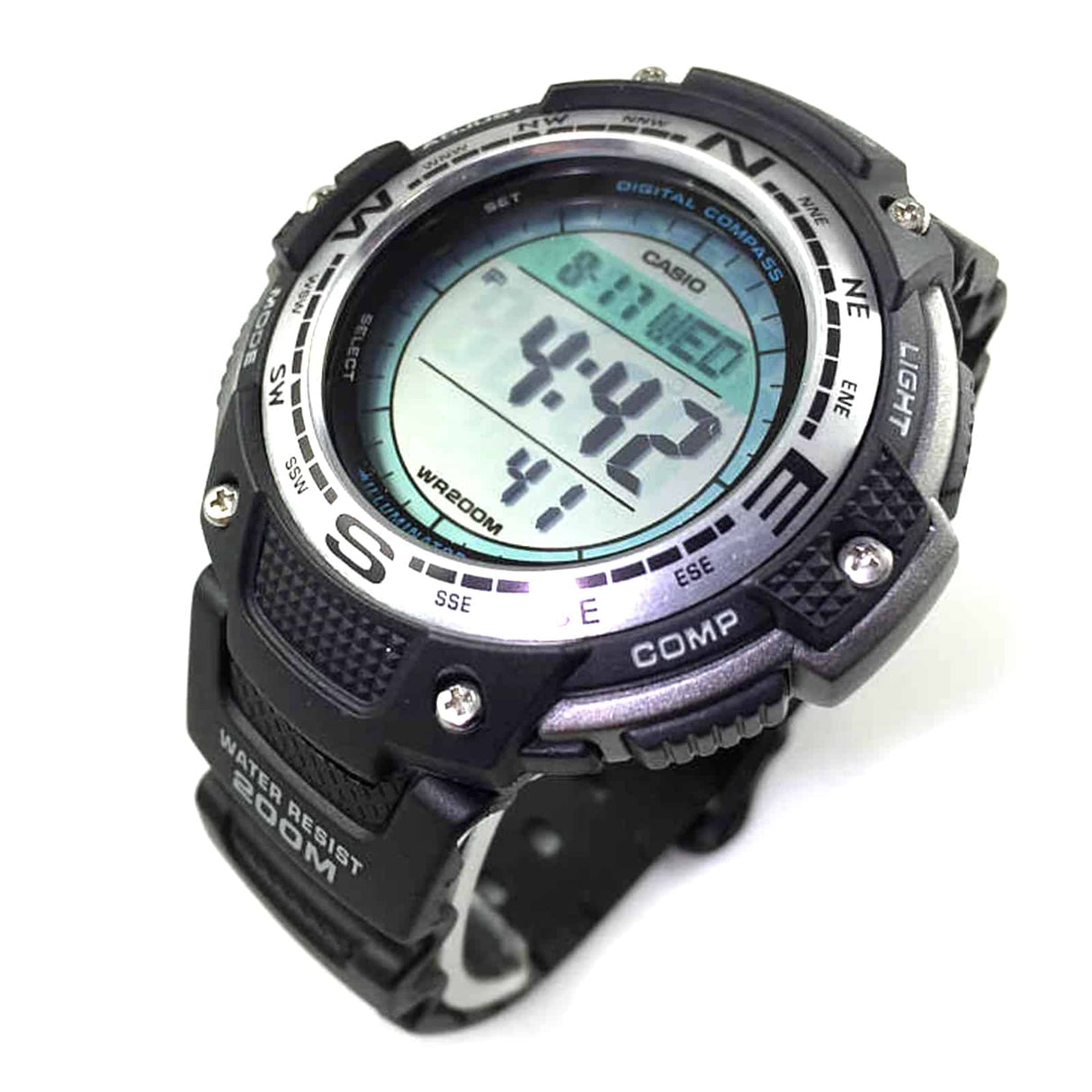 SGW-100 Reloj Casio para Hombre Pulsera de Caucho Digital Twin Sensor Illuminator