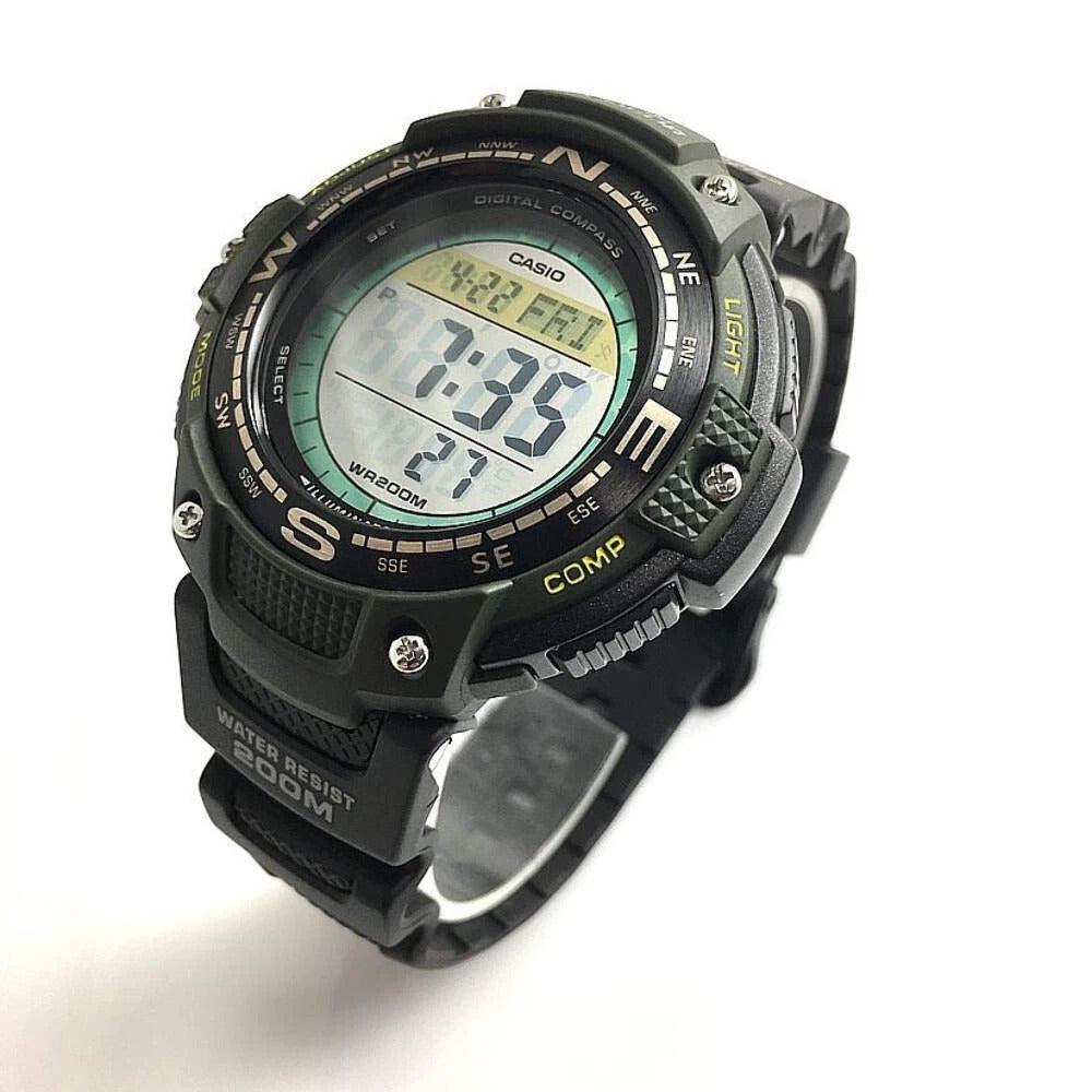 SGW-100 Reloj Casio para Hombre Pulsera de Caucho Digital Twin Sensor Illuminator