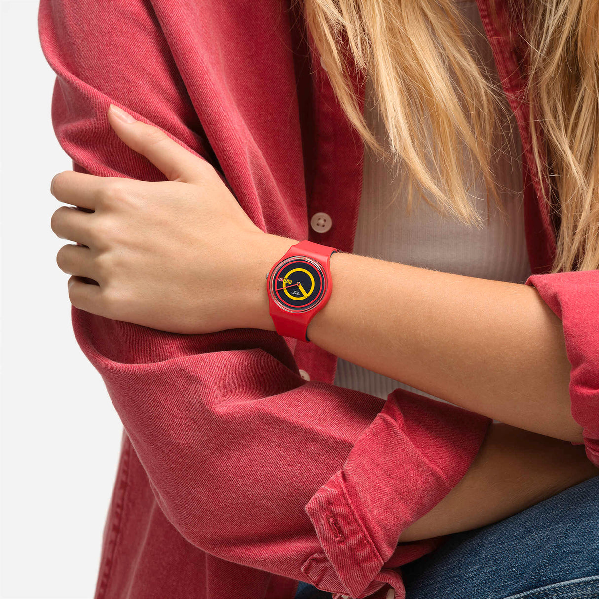 SO28R702 Reloj Swatch Concentric Red unisex pulsera de caucho