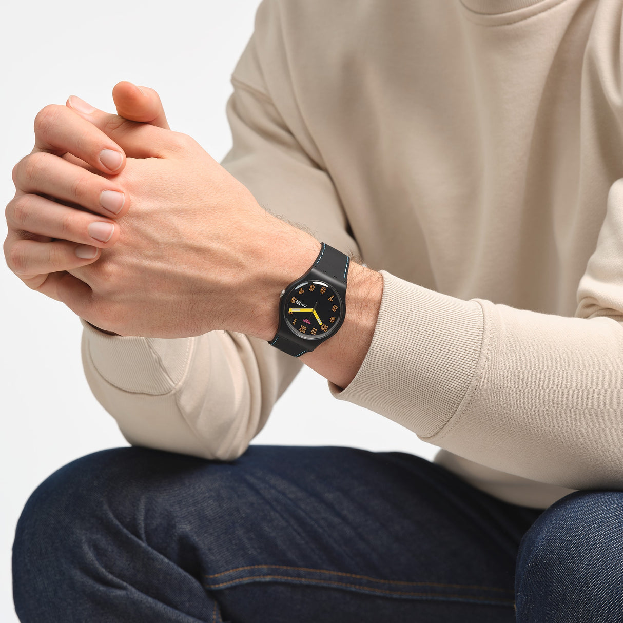 SO29B707 Reloj Swatch Dark Glow de hombre pulsera de silicona