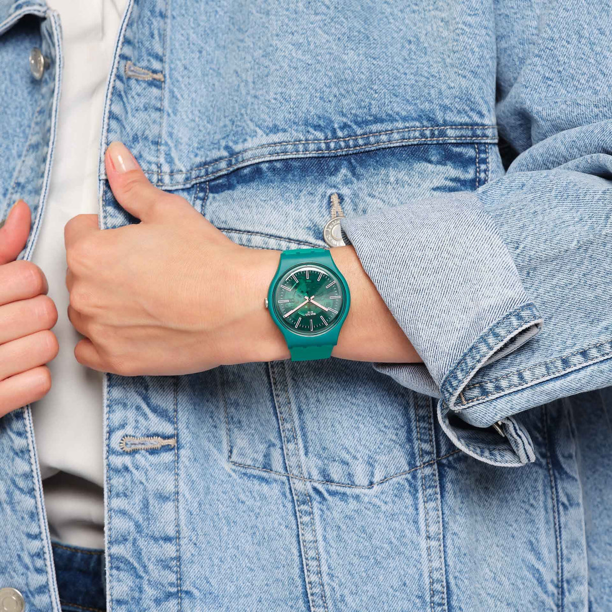 SO29G100 Reloj Swatch Sunbrush Grass de dama pulsera de resina