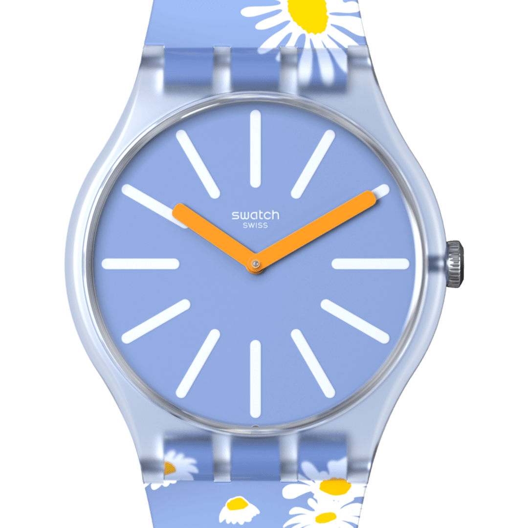 SO29S100 Reloj Swatch Dazed By Daisies unisex correa de resina flores