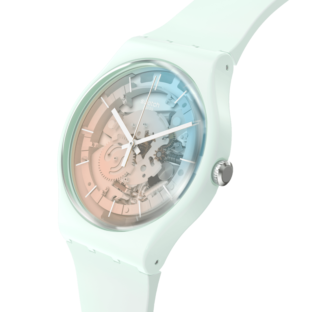 SO32S101 Reloj Swatch Fleetingly Iceblue Unisex de correa de caucho