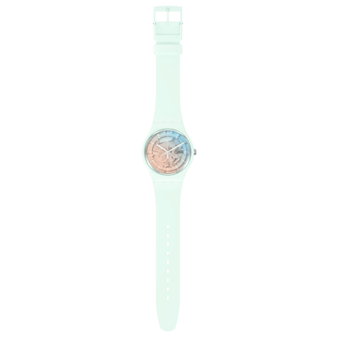 SO32S101 Reloj Swatch Fleetingly Iceblue Unisex de correa de caucho