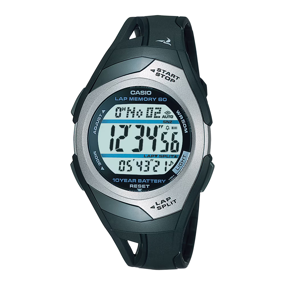 STR-300 Reloj Casio Unisex Banda de Caucho Digital 10 Años de Batería