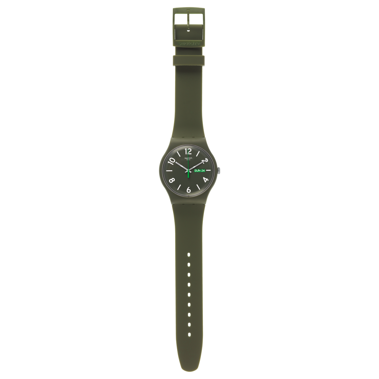 SUOG706 Reloj Swatch Backup Green unisex pulsera de caucho