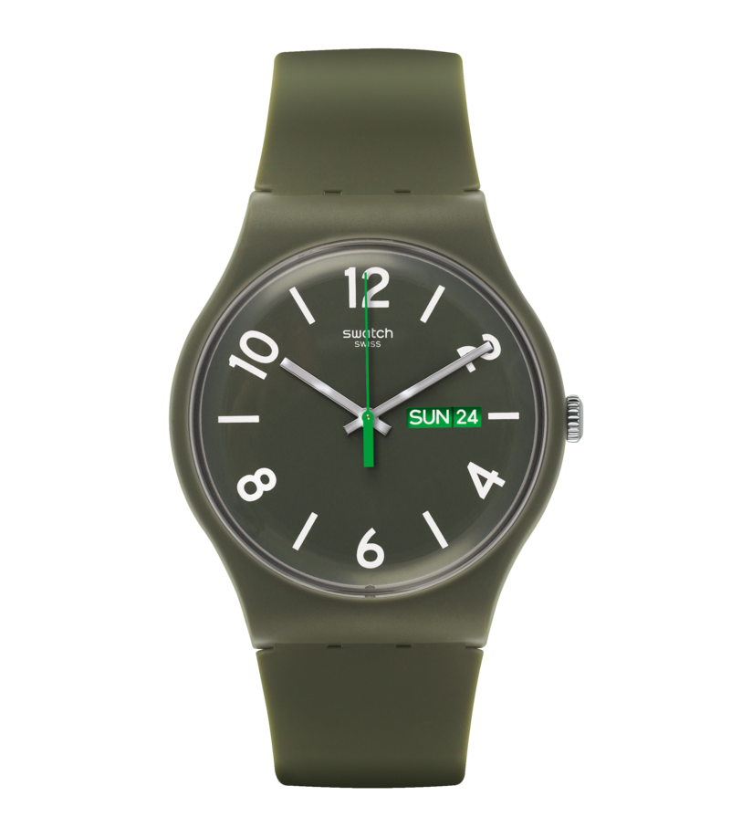 SUOG706 Reloj Swatch Backup Green unisex pulsera de caucho