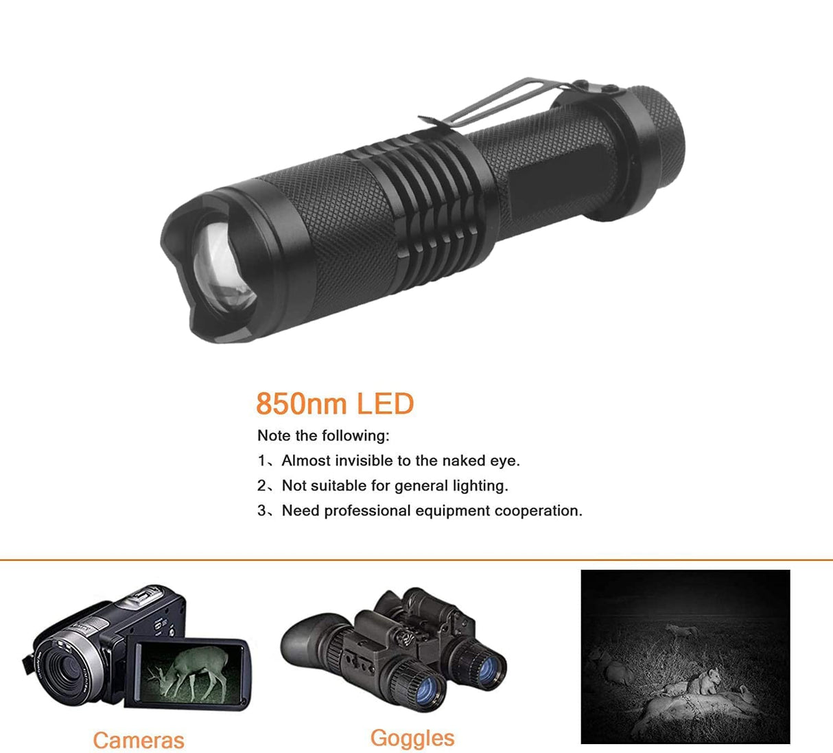 TS-FL1088 Linterna Infrarroja con Clip Portátil