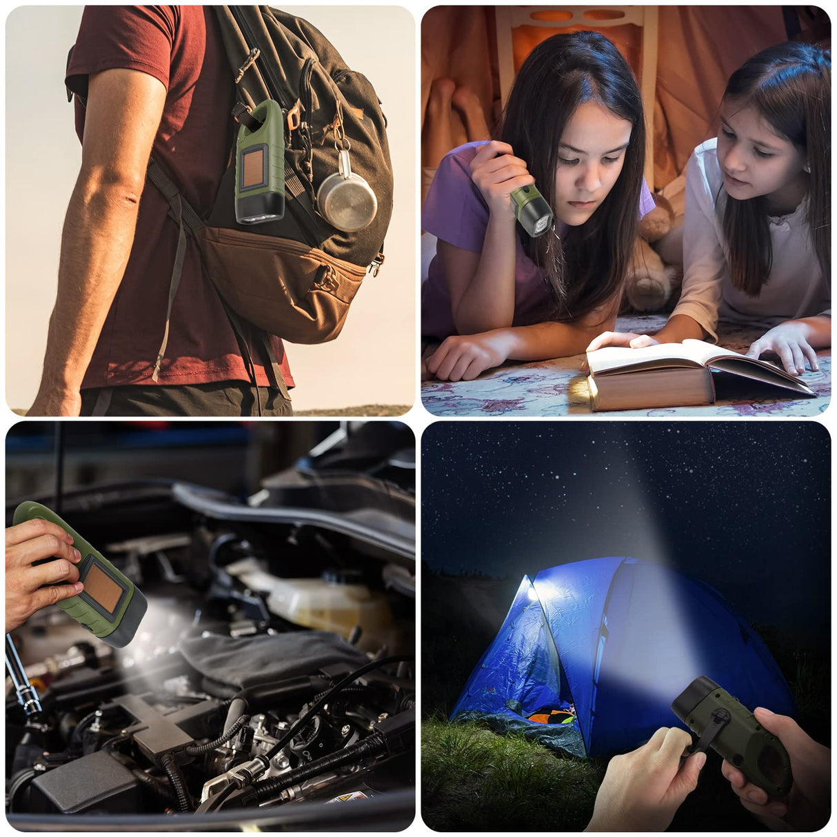 TS-FL1142 Linterna Solar de Manivela Mini Linterna LED Recargable de Emergencia