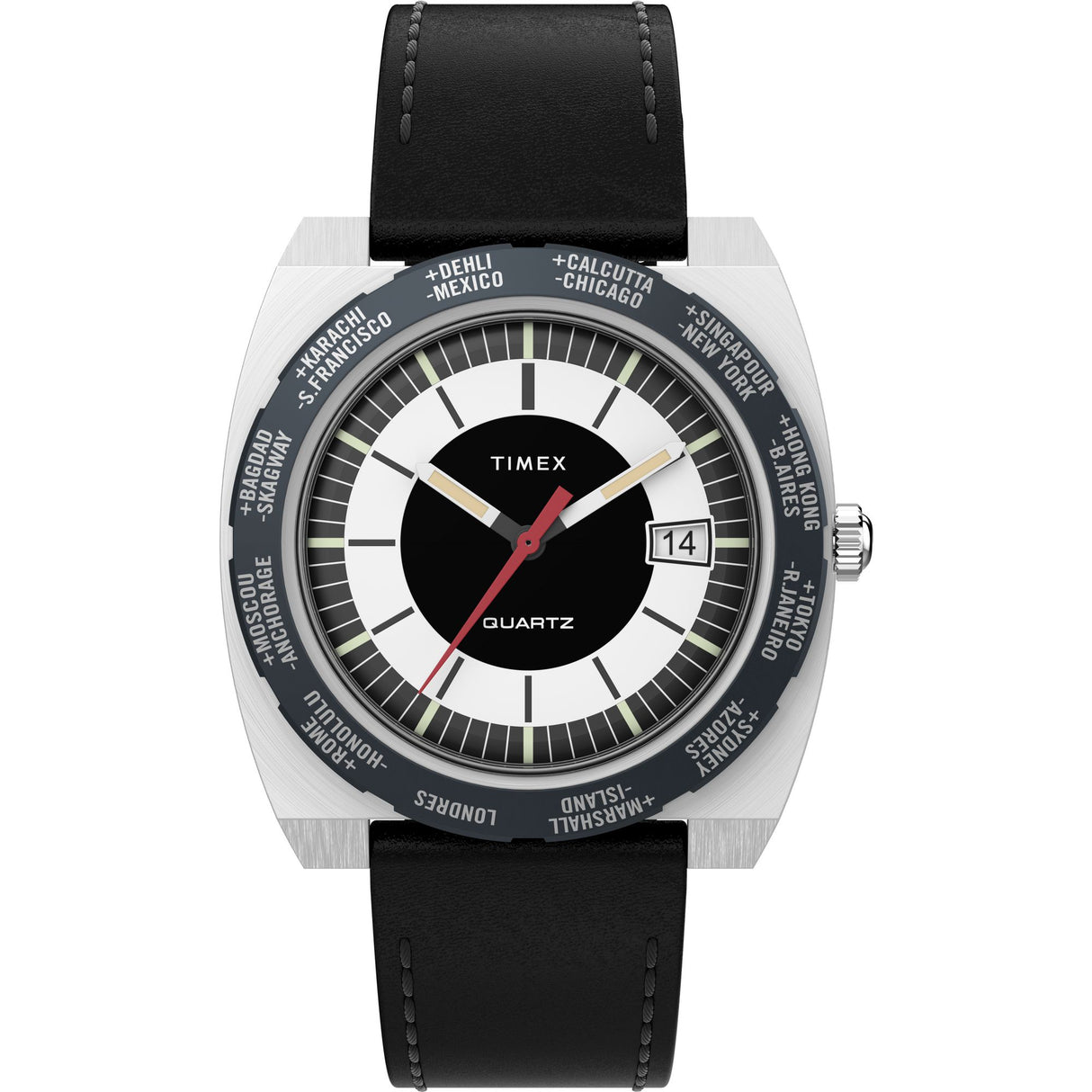 TW2V69500 Reloj Timex World Time Reissue de hombre correa de cuero 39 mm