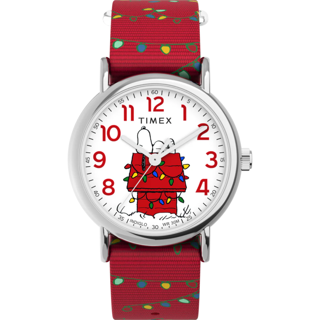 TW2W80800 Reloj Timex x Peanuts Snoopy Holiday Unisex pulsera de tela 38 mm