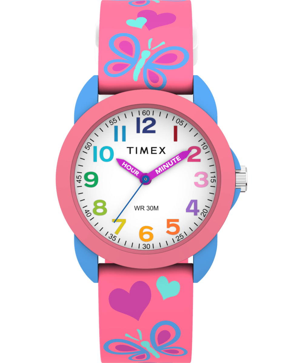 TW2Y59700 Reloj Timex Teacher Corazon y mariposas infantil banda de silicona