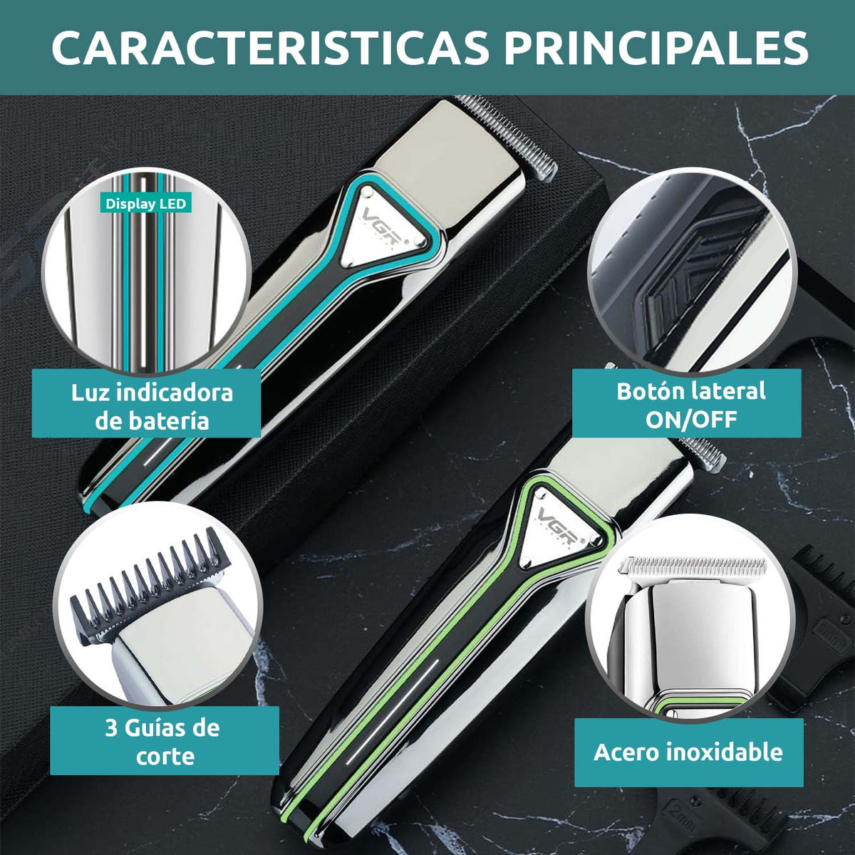 V-008 Rasuradora VGR Patillera profesional cargador Tipo C