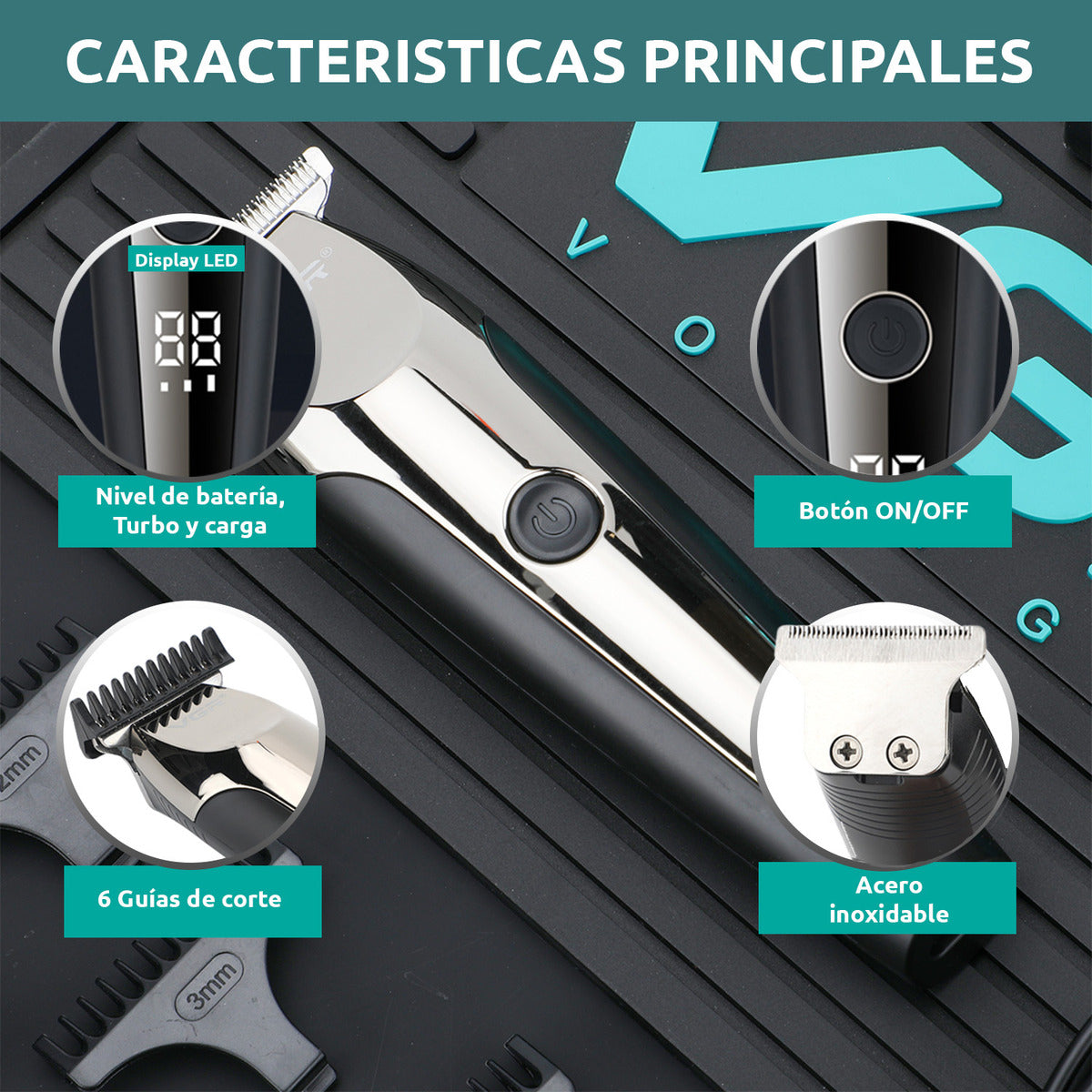 V-059 Maquina patillera VGR color negro recargable