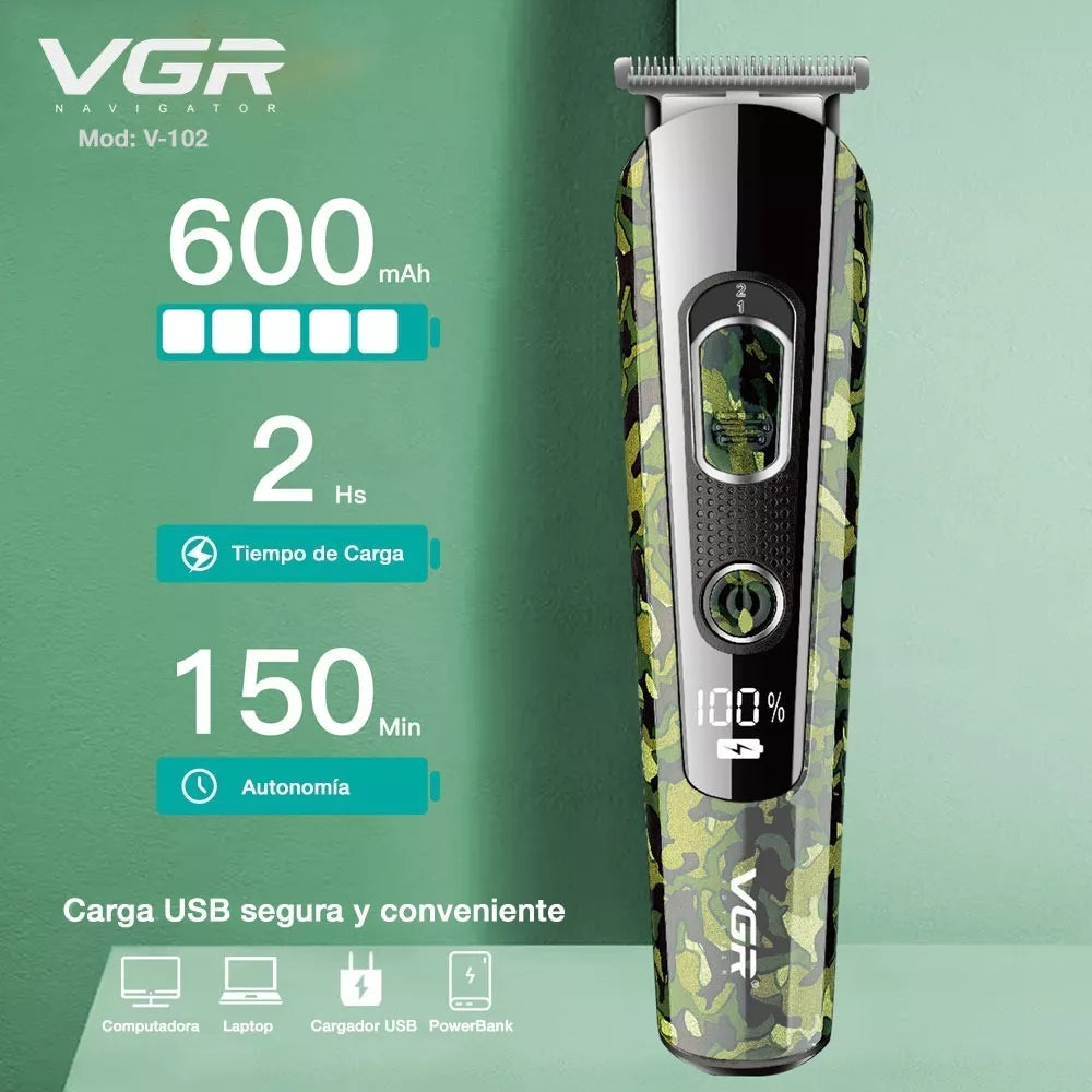 Maquina Corta Pelo Trimmer Vgr V-102 Grooming Kit 5 En 1 Camuflada
