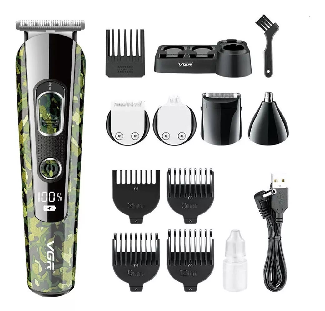 Maquina Corta Pelo Trimmer Vgr V-102 Grooming Kit 5 En 1 Camuflada