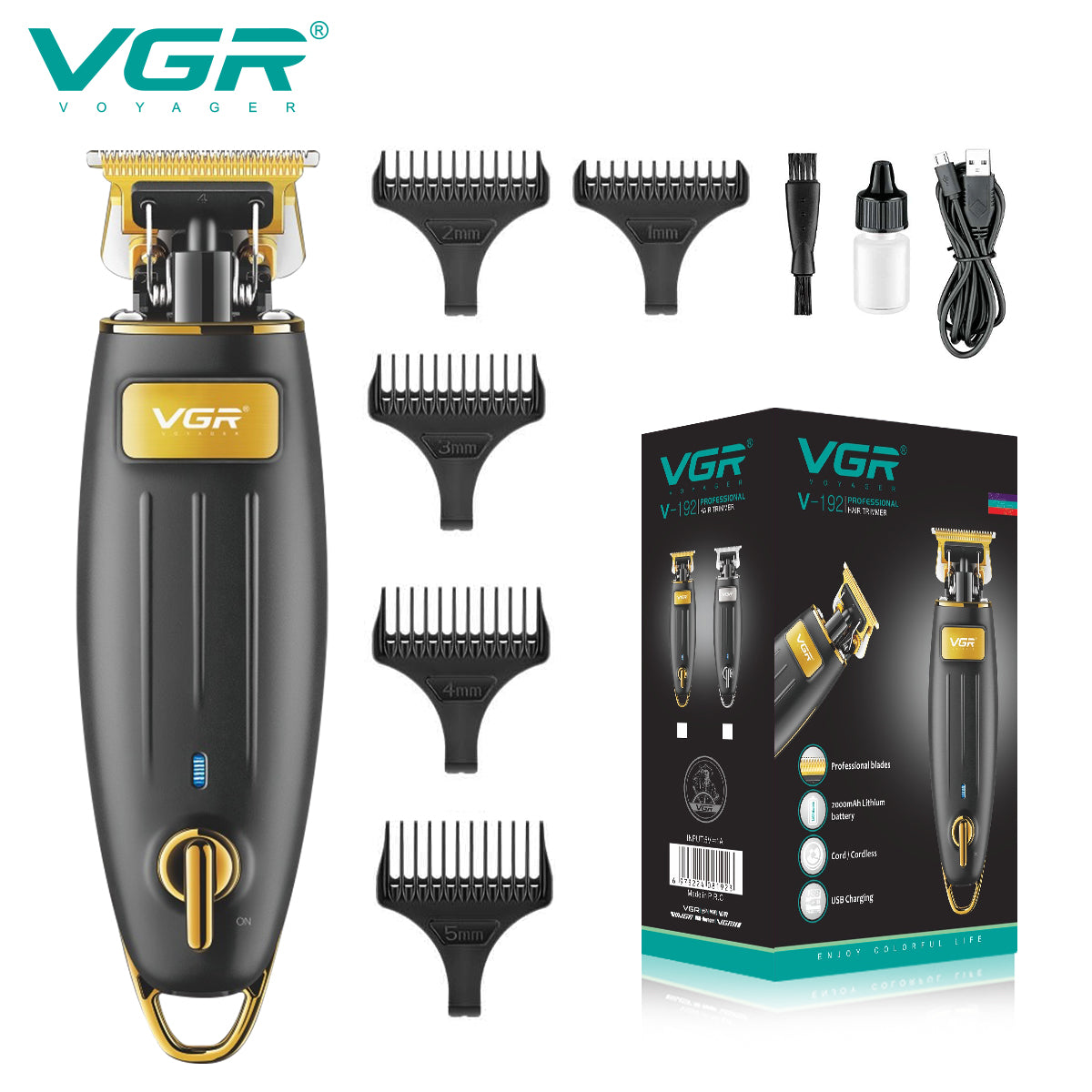 V-192 Rasuradora inalámbrica para cabello recargable por USB pantalla LED