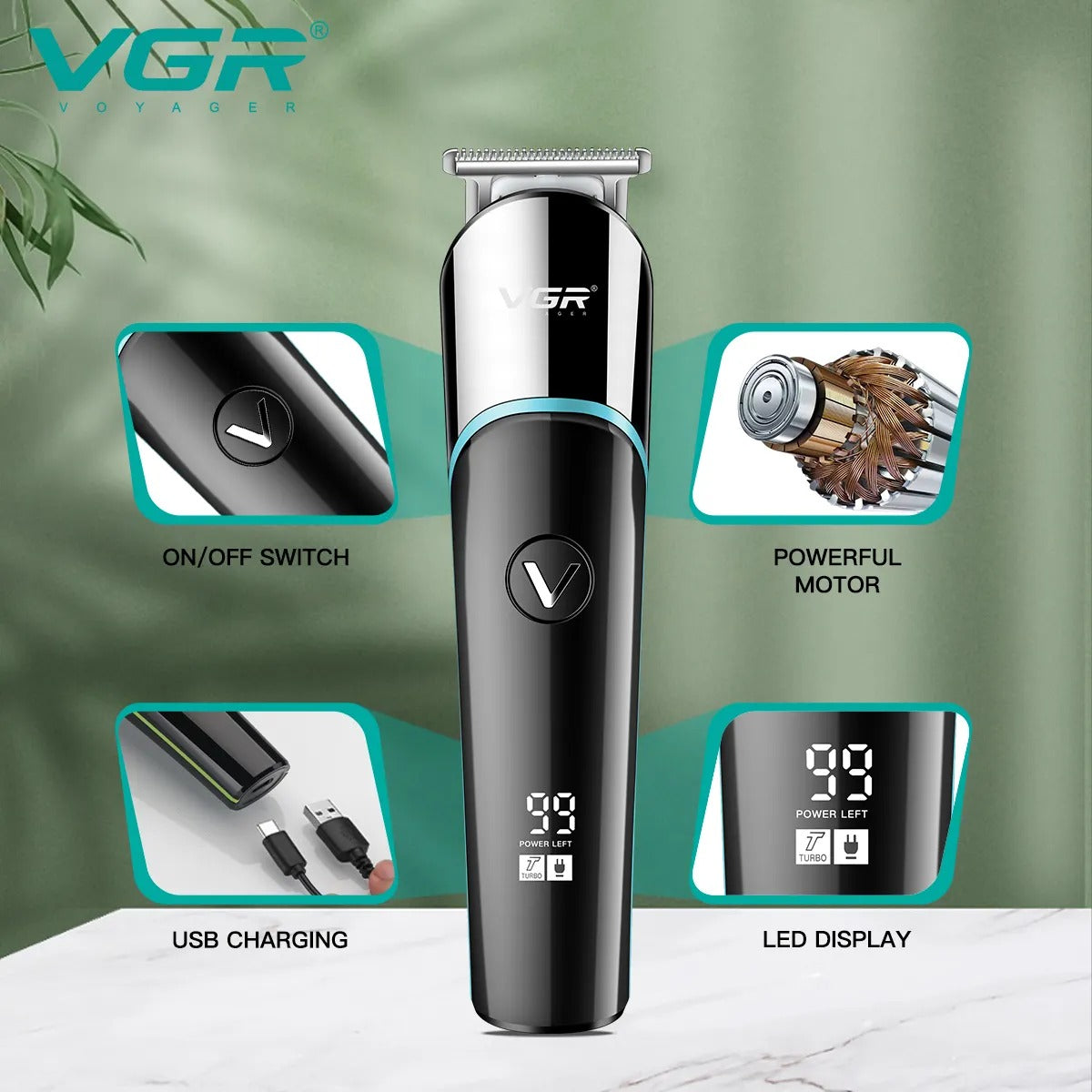 V-291 máquina eléctrica profesional para cortar cabello y barba VGR