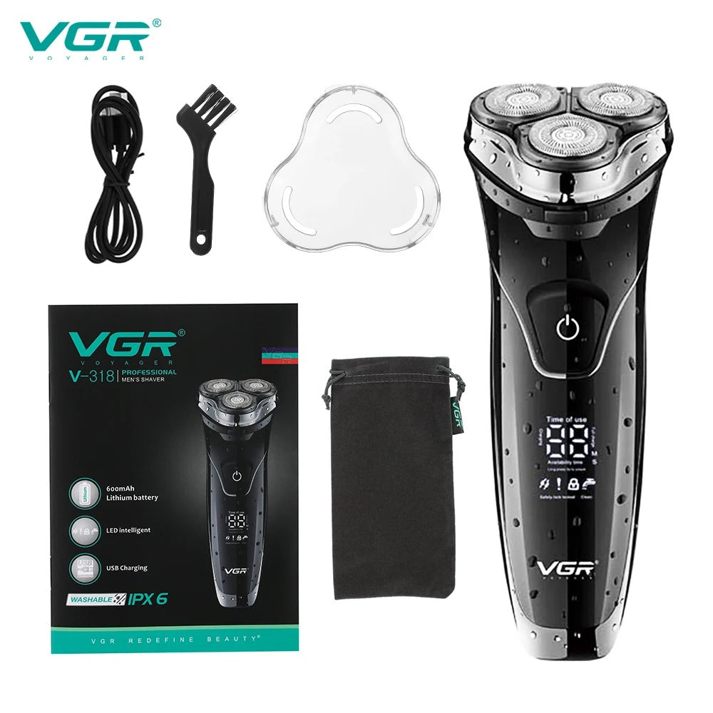 V-318 Rasuradora para afeitar inalámbrica recargable por USB pantalla LED