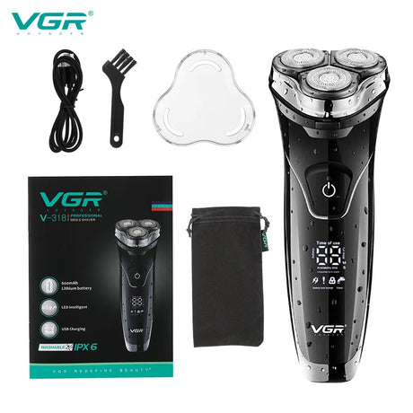 V-318 Rasuradora para afeitar inalámbrica recargable por USB pantalla LED