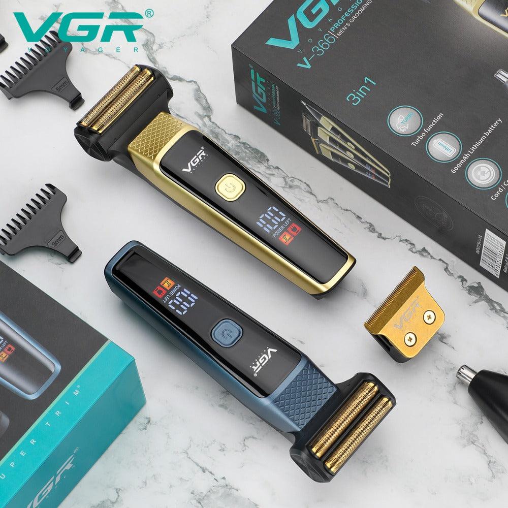 V-366 Rasuradora inalámbrica recargable por USB pantalla LED 3 en 1