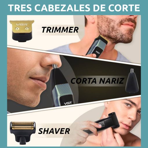 V-366 Rasuradora inalámbrica recargable por USB pantalla LED 3 en 1