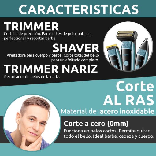 V-366 Rasuradora inalámbrica recargable por USB pantalla LED 3 en 1