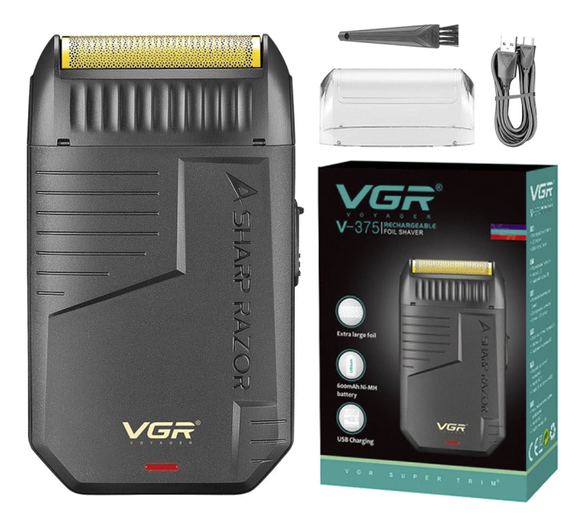 V-375 Maquina afeitadora VGR color negro compacta