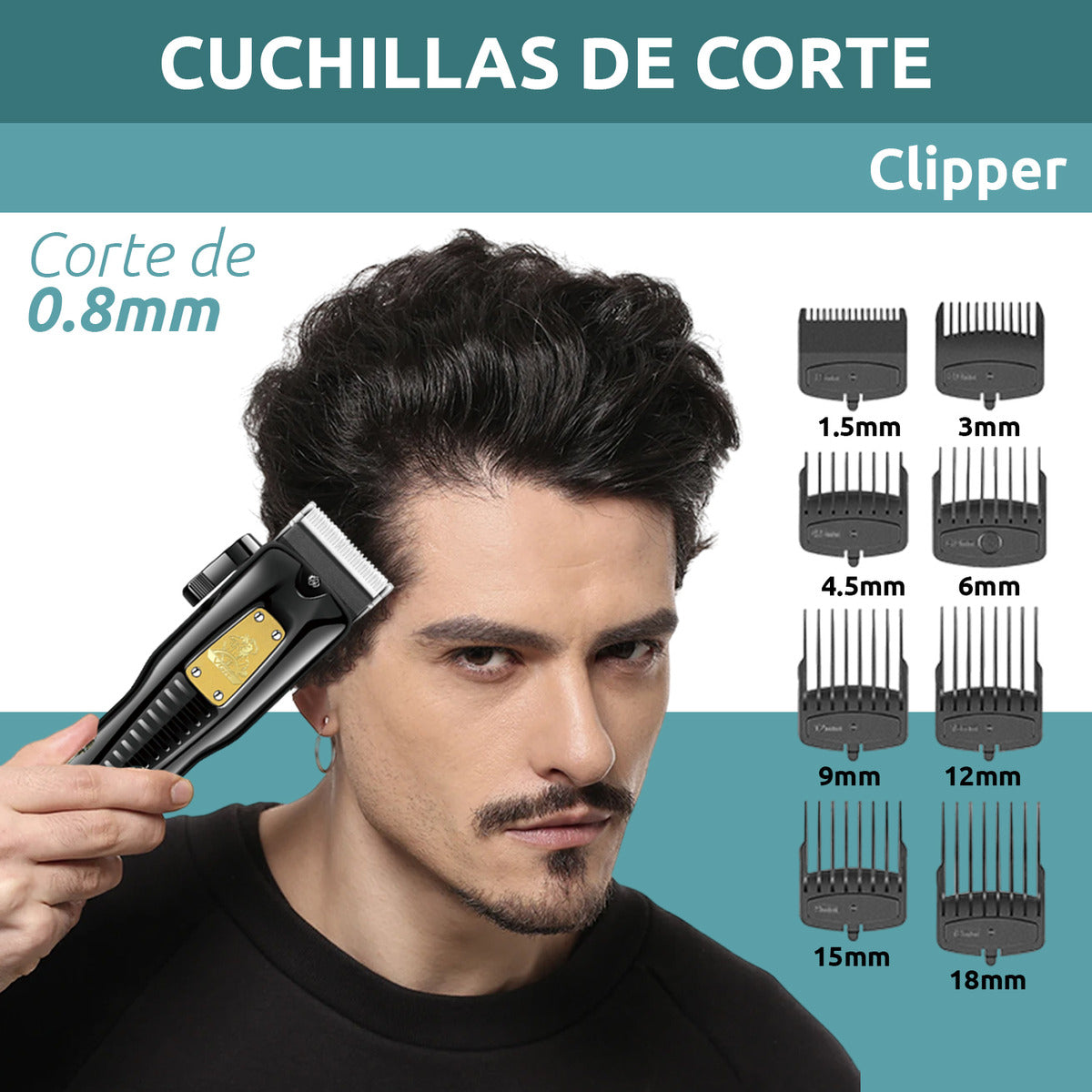 V-651 Máquina Corta Pelo Profesional VGR USB con 8 Peines