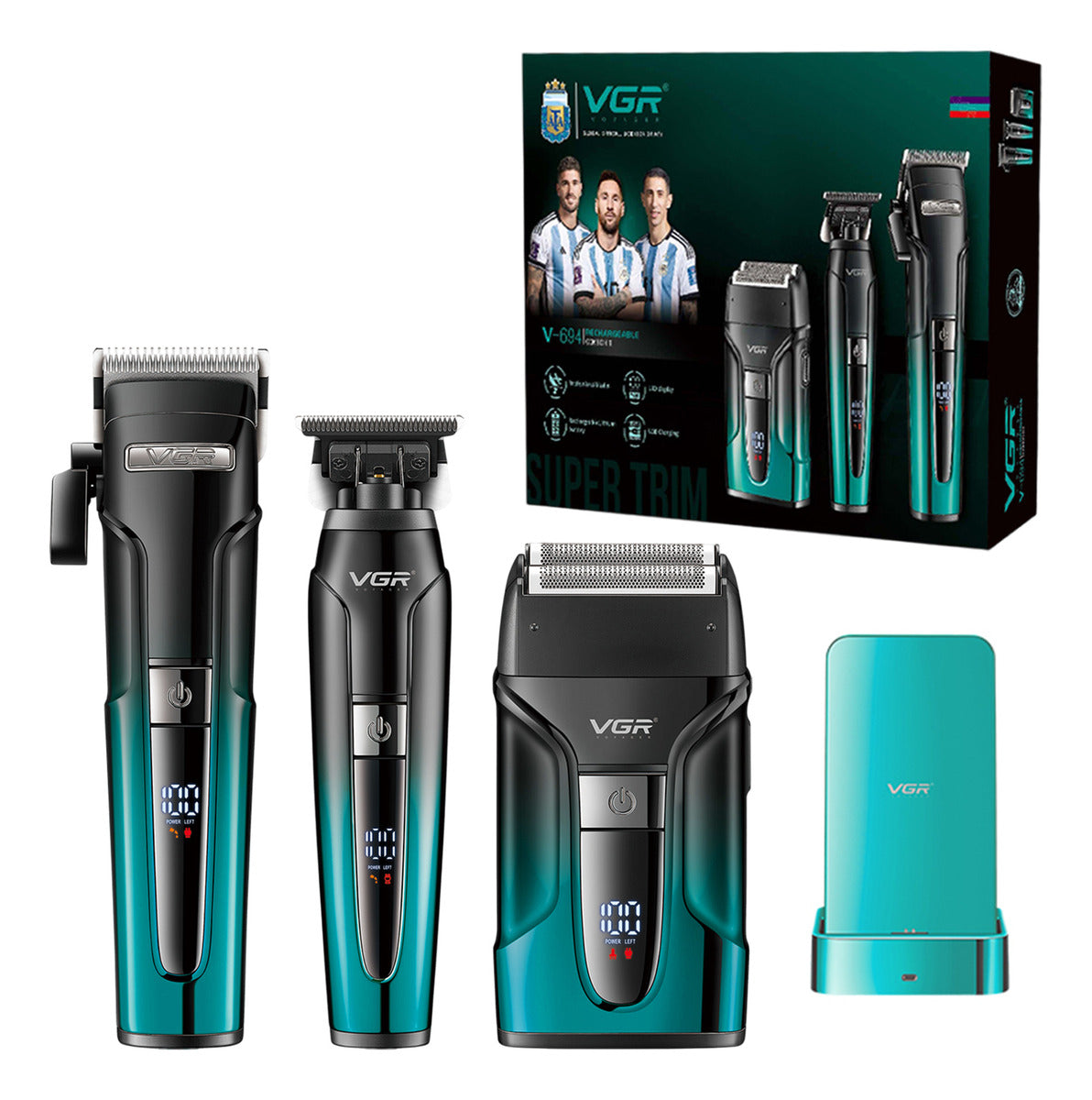 V-694 Kit Cortadora Pelo Trimmer Shaver 3en1 Profesional VGR