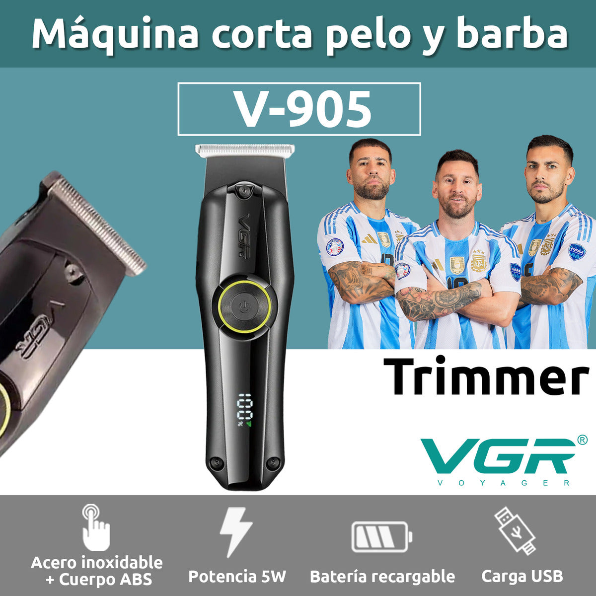 V-905 Cortadora de pelo VGR negro recargable