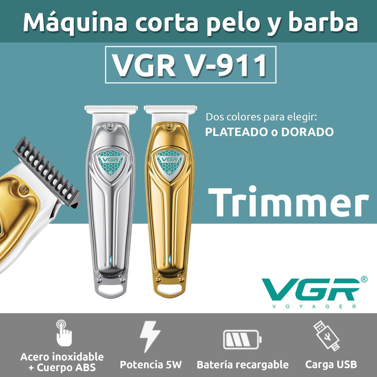 V-911 Máquina Trimmer Patillera Inalámbrica VGR