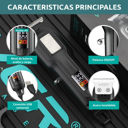 V-918 Rasuradora inalámbrica recargable por USB pantala LED