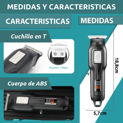 V-918 Rasuradora inalámbrica recargable por USB pantala LED