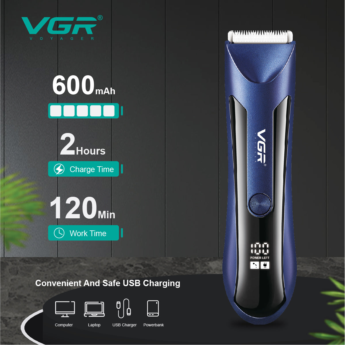 V-951 Rasuradora VGR profesional recargable de cabello
