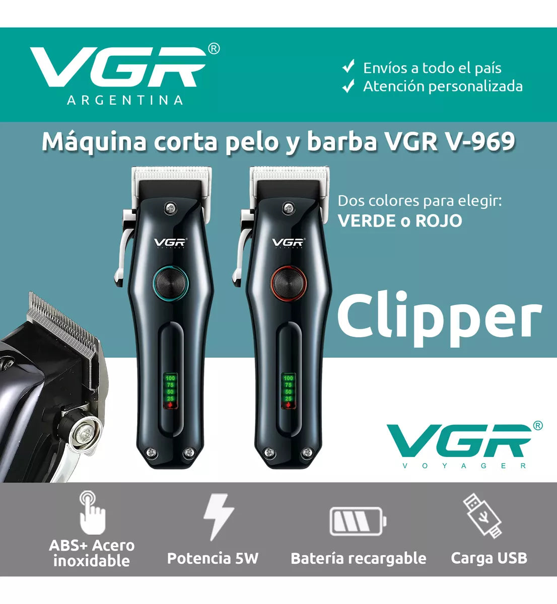 V-969 Rasuradora de pelo VGR recargable