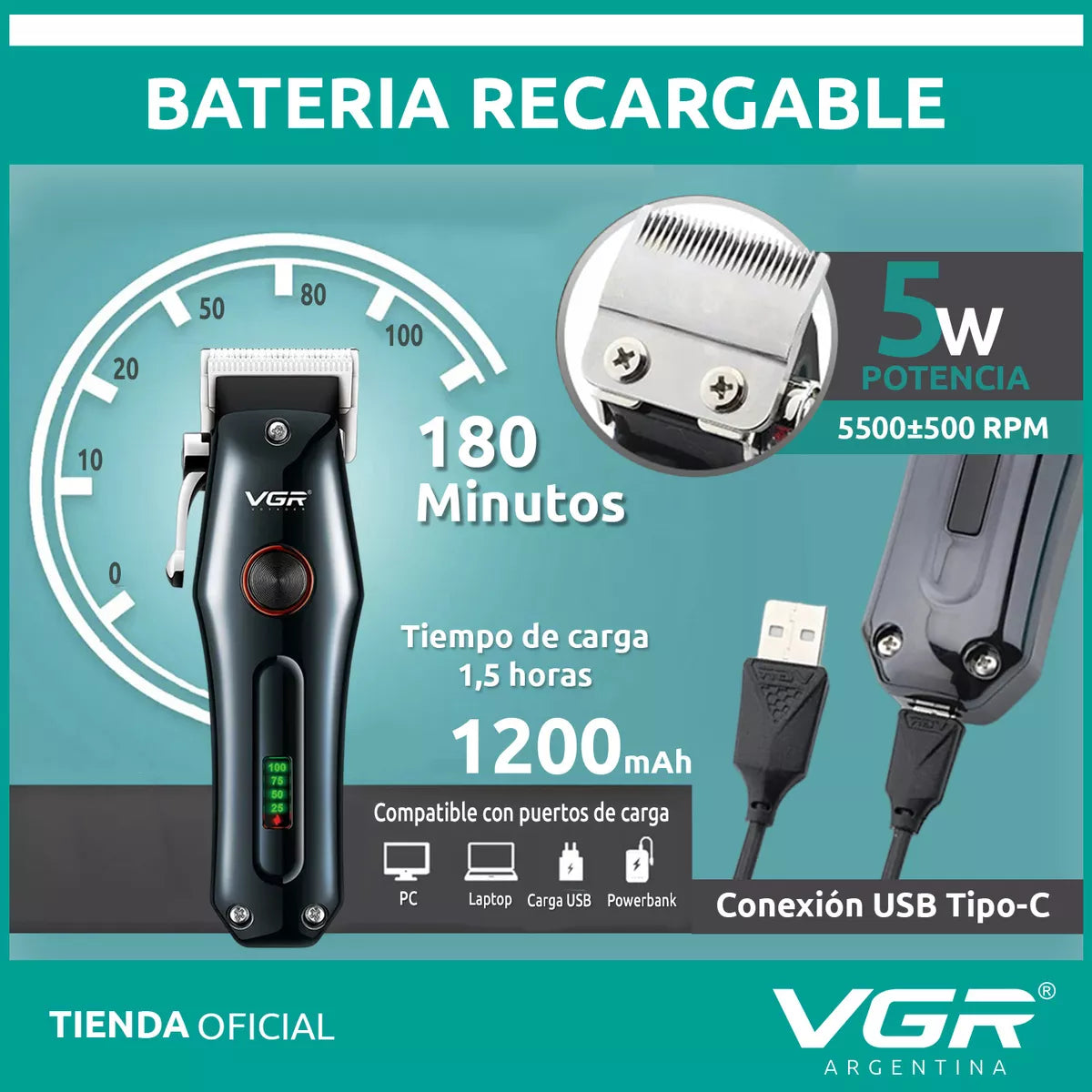V-969 Rasuradora de pelo VGR recargable