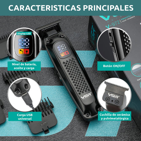 V-972 Rasuradora de barba color negro VGR inalámbrica