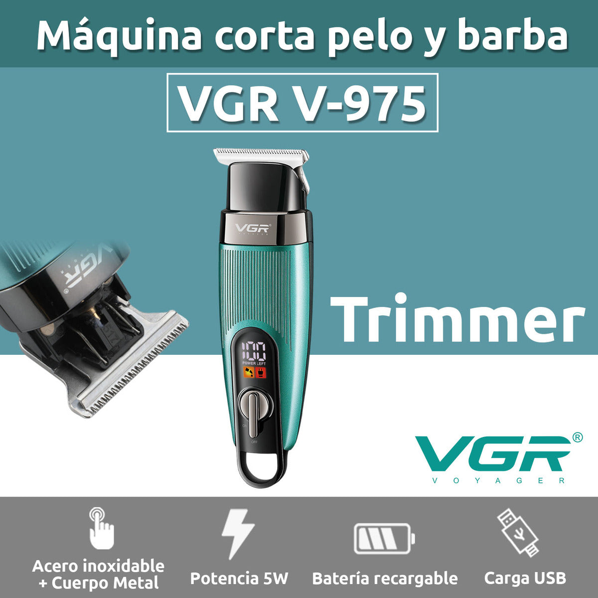 V-975 Máquina Trimmer Profesional Recargable VGR