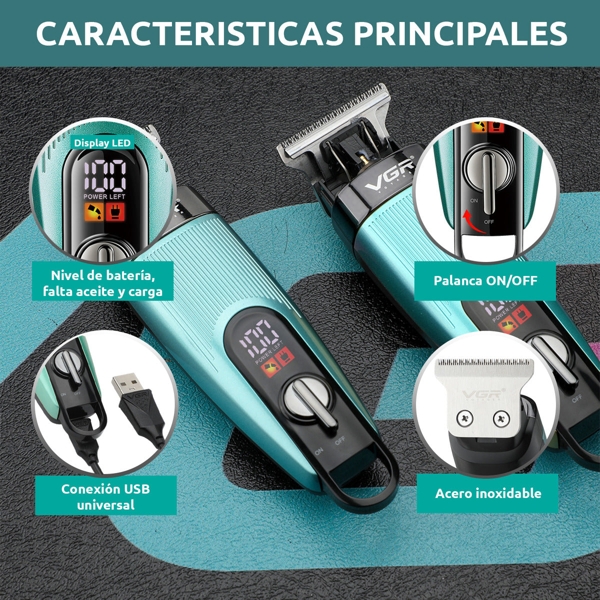 V-975 Máquina Trimmer Profesional Recargable VGR